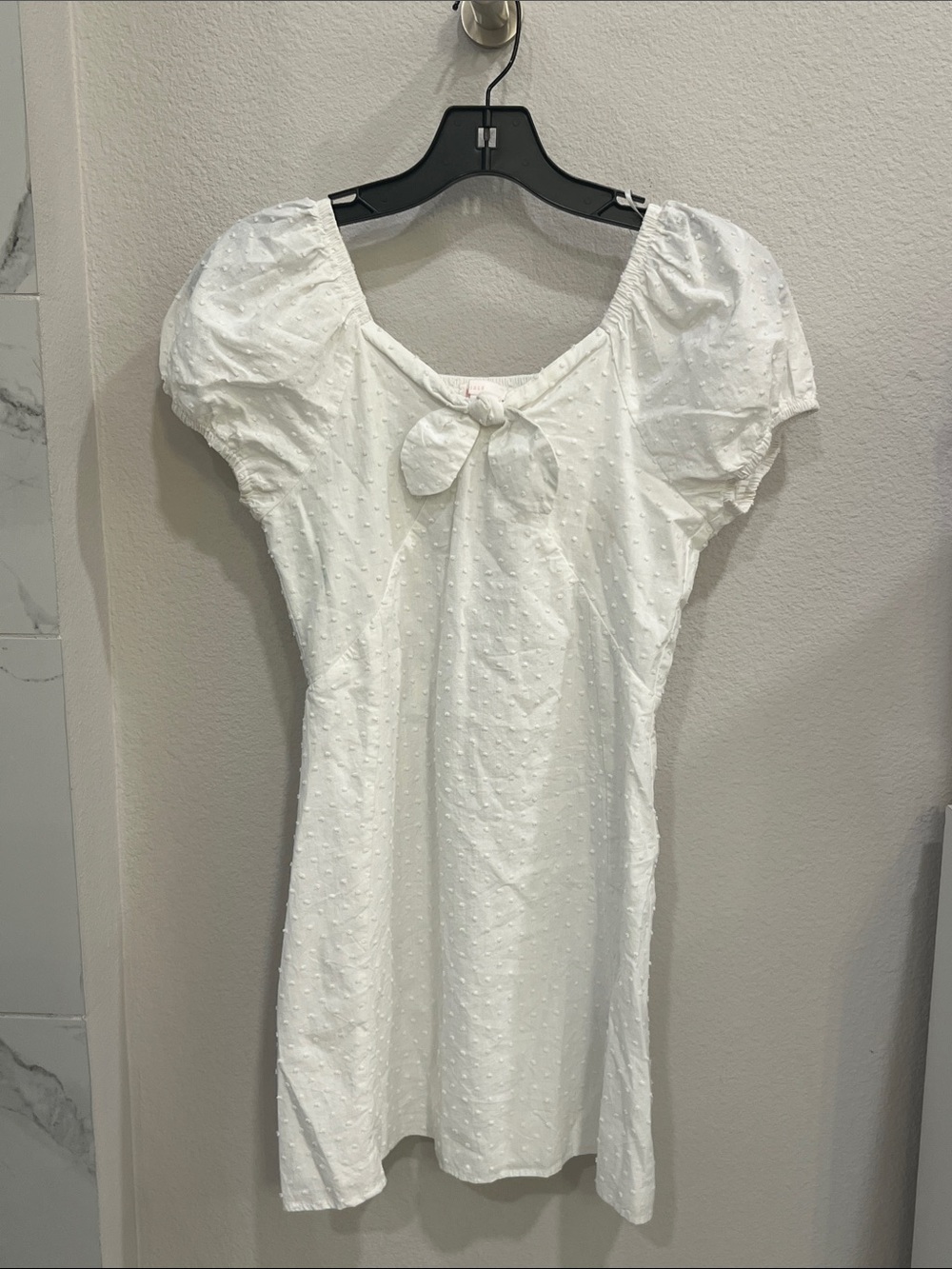 abercrombie kids White Swiss Dot Puff Sleeve Tie Dress
